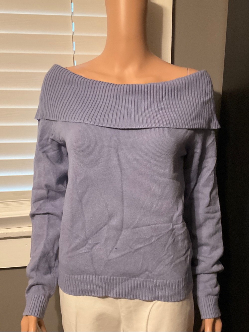 Pink Rose Lavender Off-the-Shoulder Knit Sweater